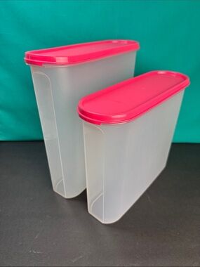 Tupperware Modular Mates Super Oval #4 & #5 16 Cup 20 Cup Pink Seals